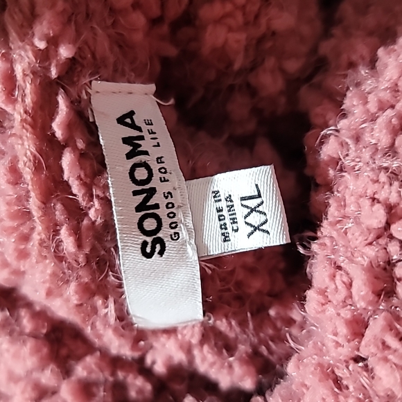 SONOMA XXL Mauve Cowlneck Long Sleeve Fair Isle Sherpa Comfy Cozy Sweater Top - Picture 3 of 13